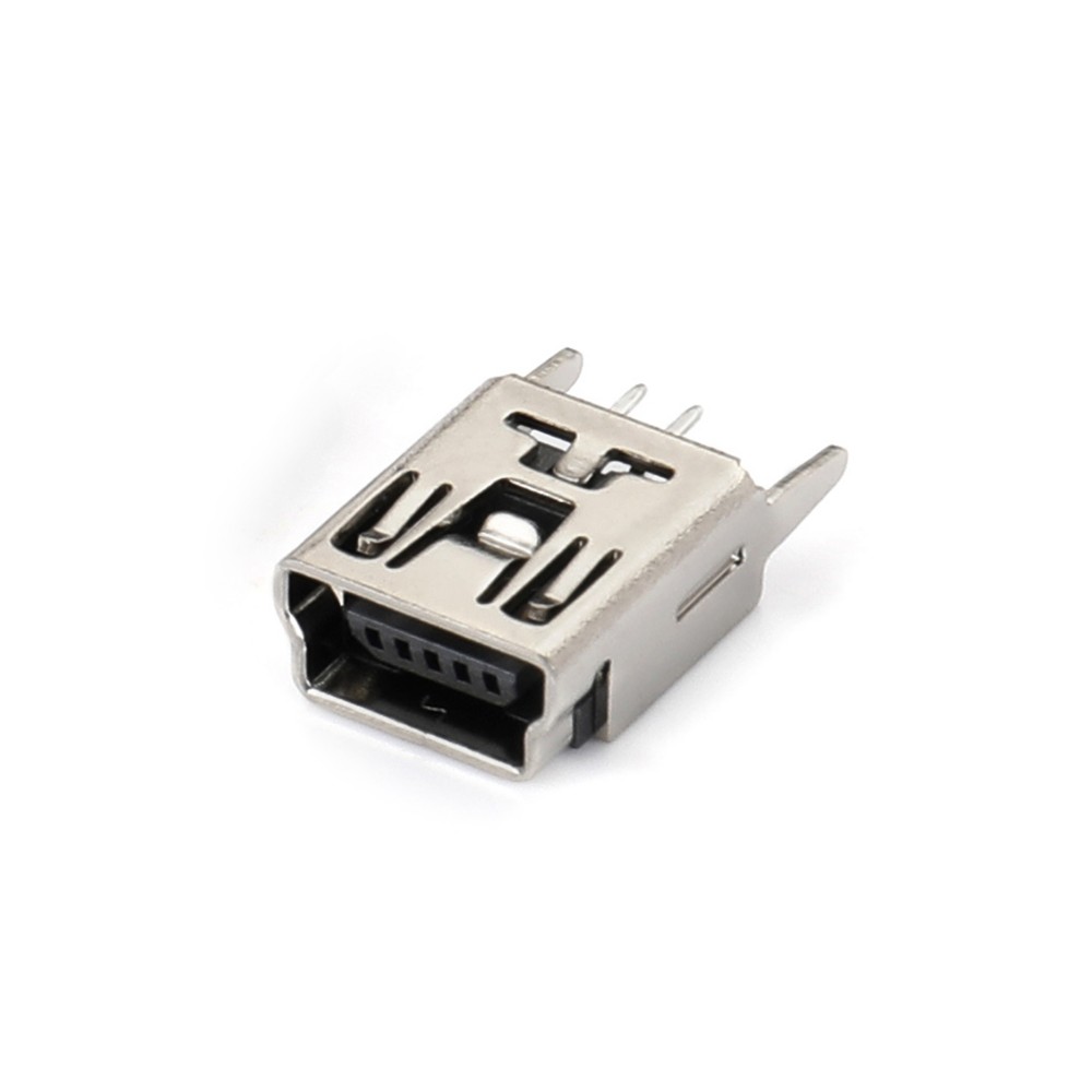 02BS-1101 MINI USB 5F 180度 DIP B型兩腳插板直尖腳端子外露2.1